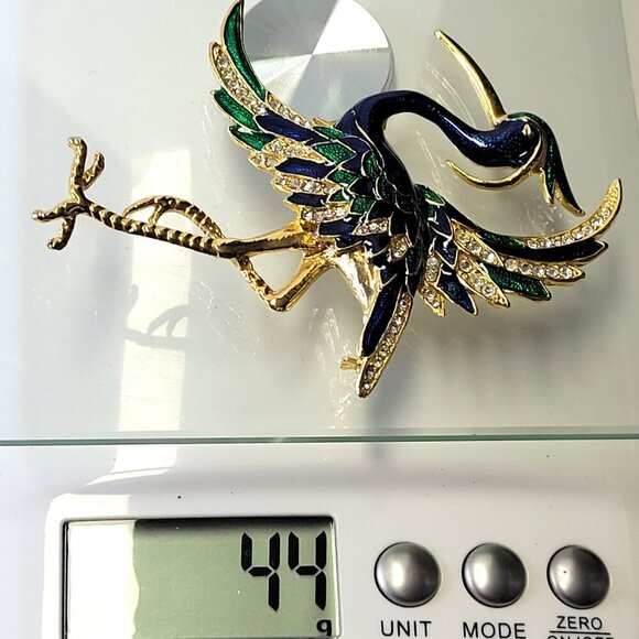 Large Stork Statement Brooch Phoenix Bird Large Bird Statement Brooch Pin - Picture 12 of 13